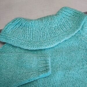 Vtg Helen Harper Limited Edition Mohair Wool‎ Knit Cowl Neck Sweater Italy Green